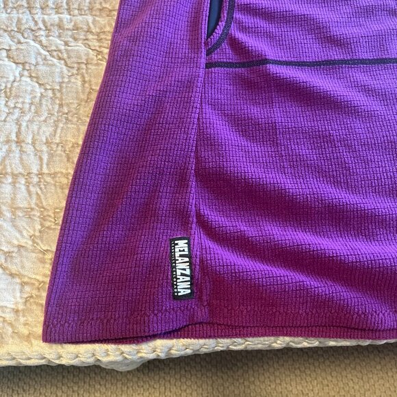 Melanzana Dress Womens S Purple Micro Grid Fleece Hooded Pullover Pocket Outdoor - Picture 2 of 6